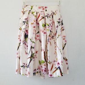 New Sakura print Silky Midi Skater Skirt